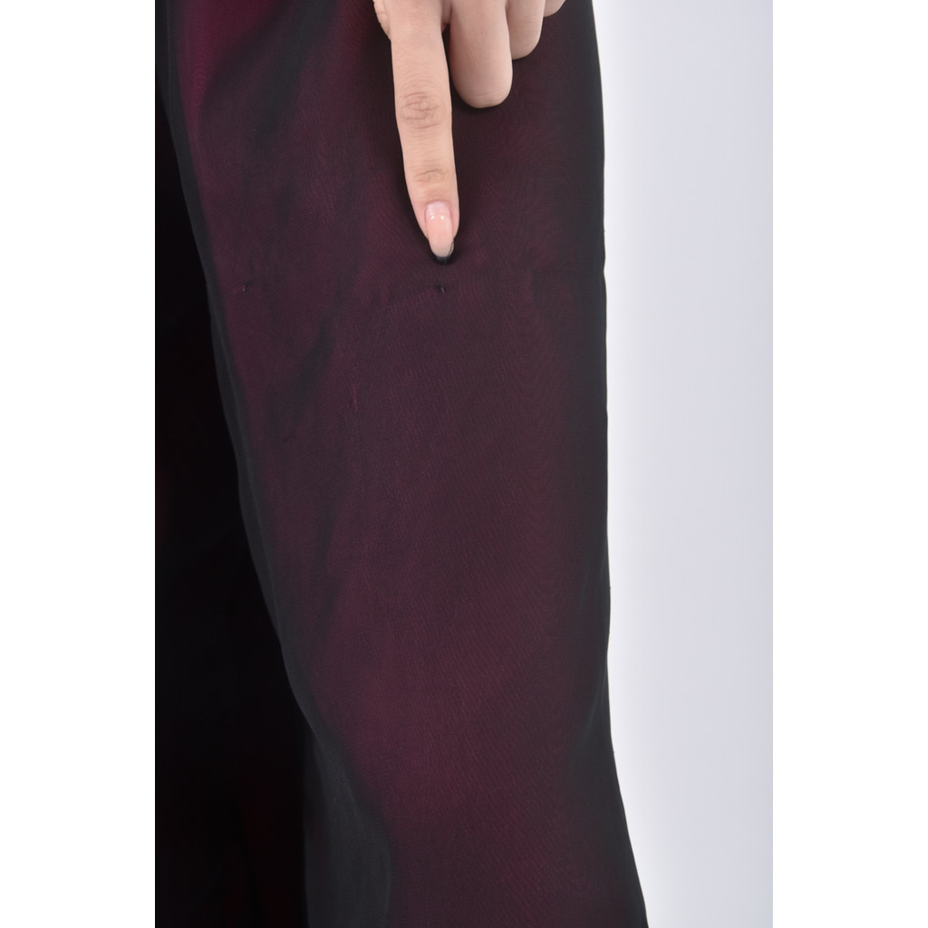 (M) 高腰質感紡紗假兩件粉色長褲二手衣, , large