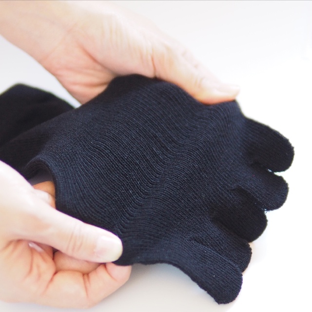 [Kaimei Cotton] 6 pairs set, black MIT made in Taiwan, antibacterial and deodorizing flat cotton toe socks, , large