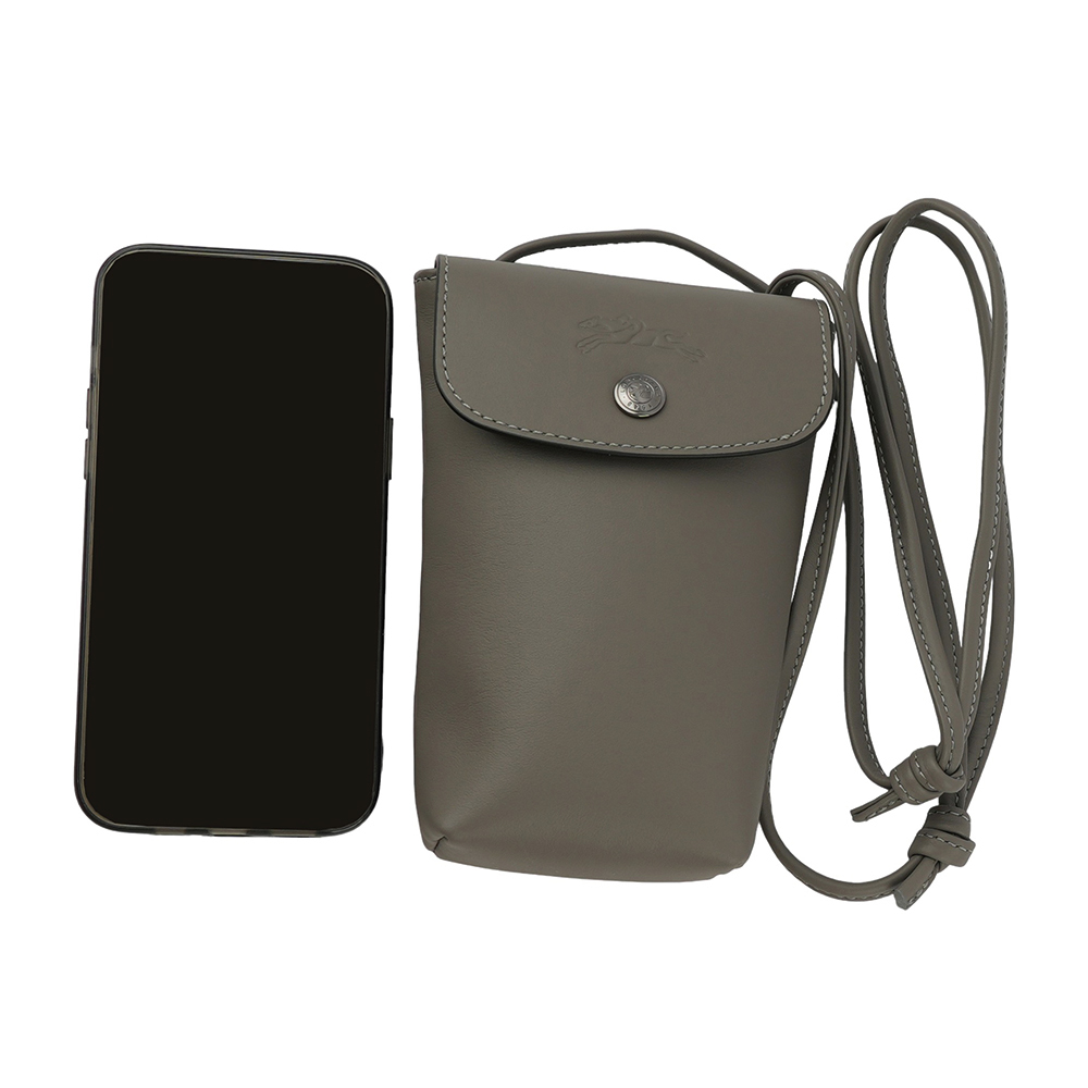 LONGCHAMP Le Pliage Xtra 小牛皮斜背手機包/斑鳩灰, , large