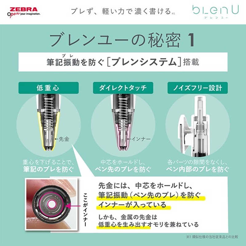 【龍品文創】ZEBRA  斑馬 新品-BAS87 bLen U 0.5 原子筆-白桿-1支, , large