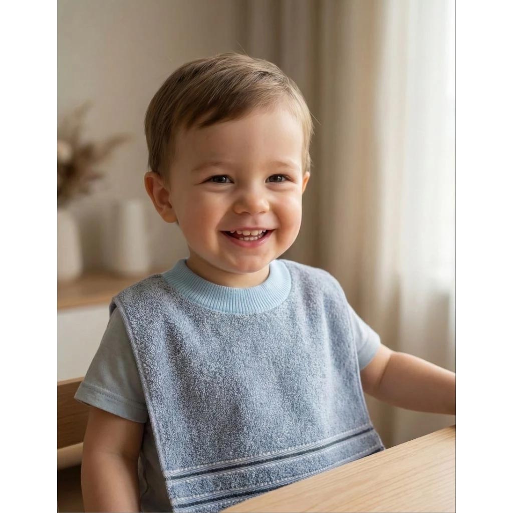Kaimei Cotton｜Made in Taiwan (MIT). Skin-Friendly, Soft Pure Cotton Absorbent Kids Bib &mdash; European Stripe Design., , large