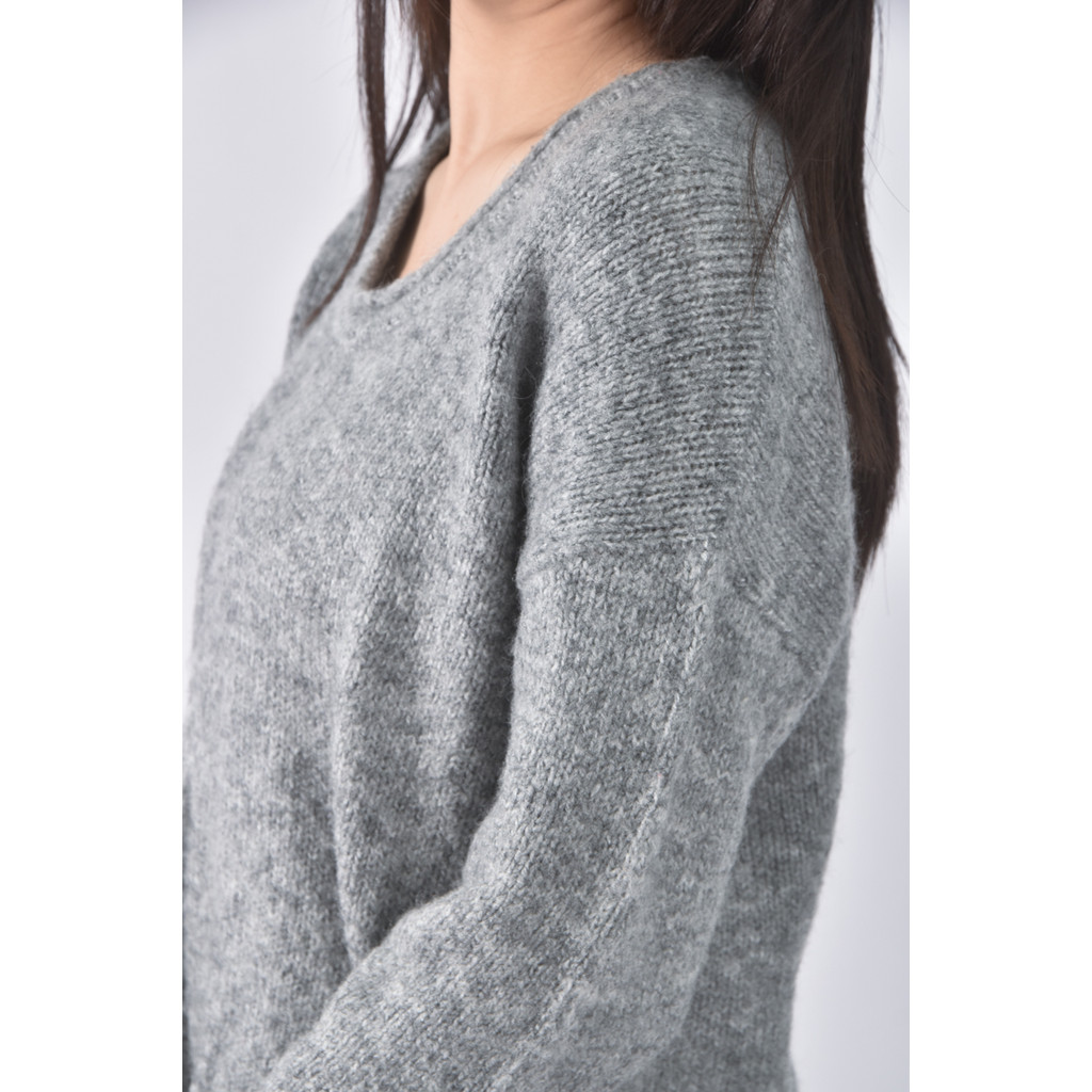 (S) giordano針織V領灰色長袖上衣二手衣, , large