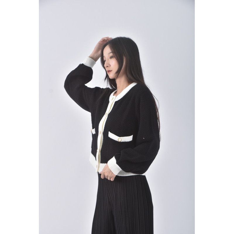 (S) majestic legon質感圓領黑色長袖上衣二手衣, , large