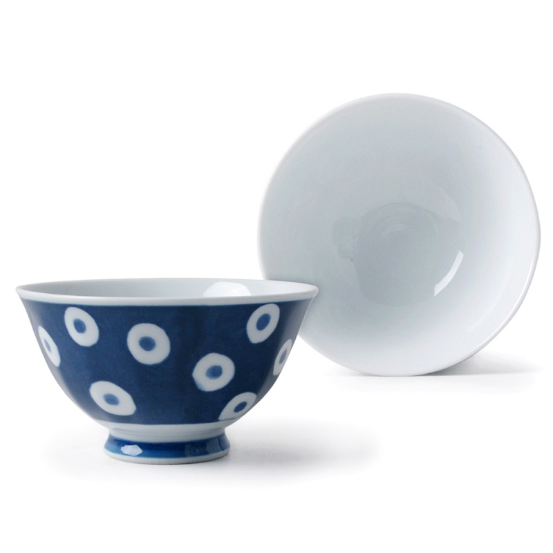 [豐名日本餐具] 4.0"輕量飯碗 藍底白圈 有田燒 / C04RB0-362-DB, , large
