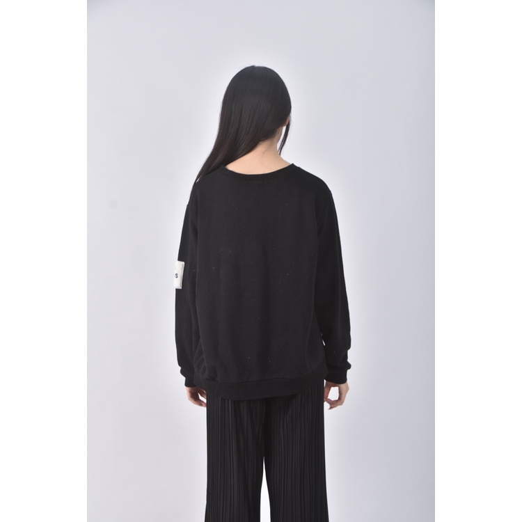 (XL) elysia字母黑色長袖上衣二手衣, , large