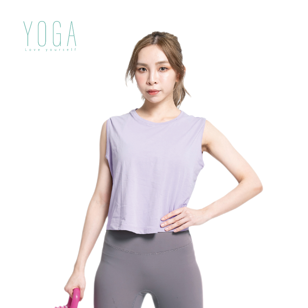 【AREX YOGA】 AS-7424 大碼瑜珈 短版上衣 瑜珈上衣 無袖背心 短版背心 瑜珈棉質背心 棉質背心 短背心, , large