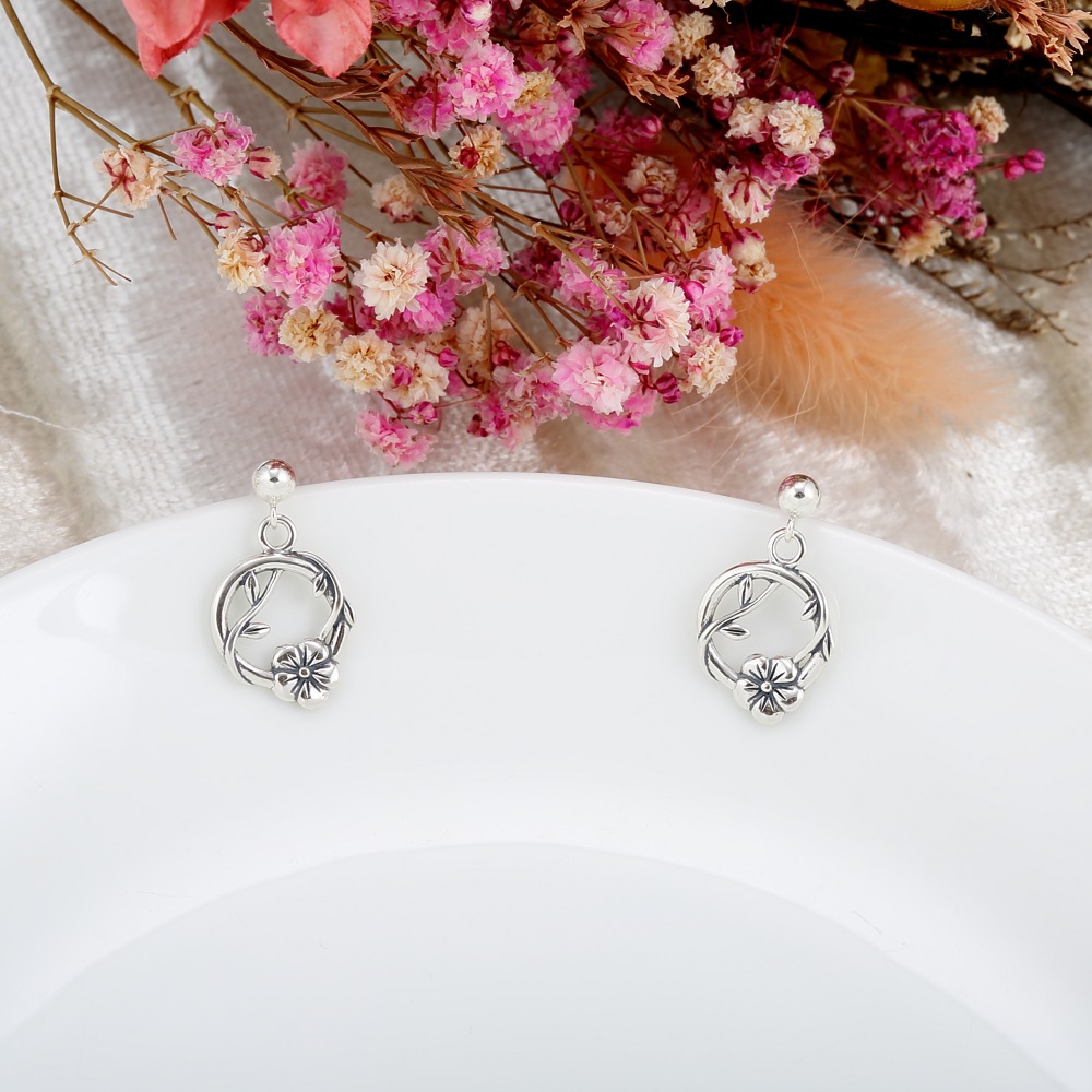 【Angel & Me】Sakura Bloom s925 sterling silver earrings (changeable ear clips), , large