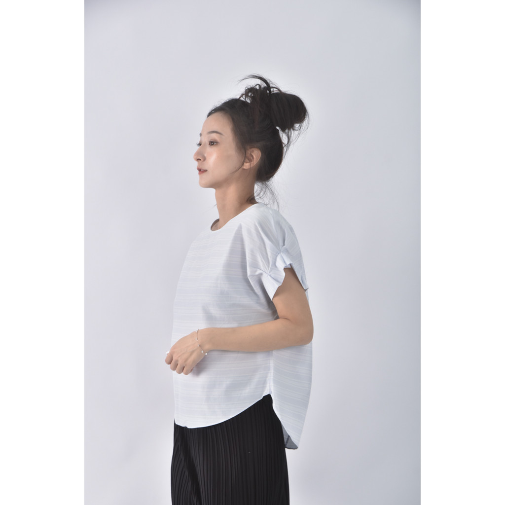 (S) kumikyoku橫條紋藍色短袖上衣二手衣, , large