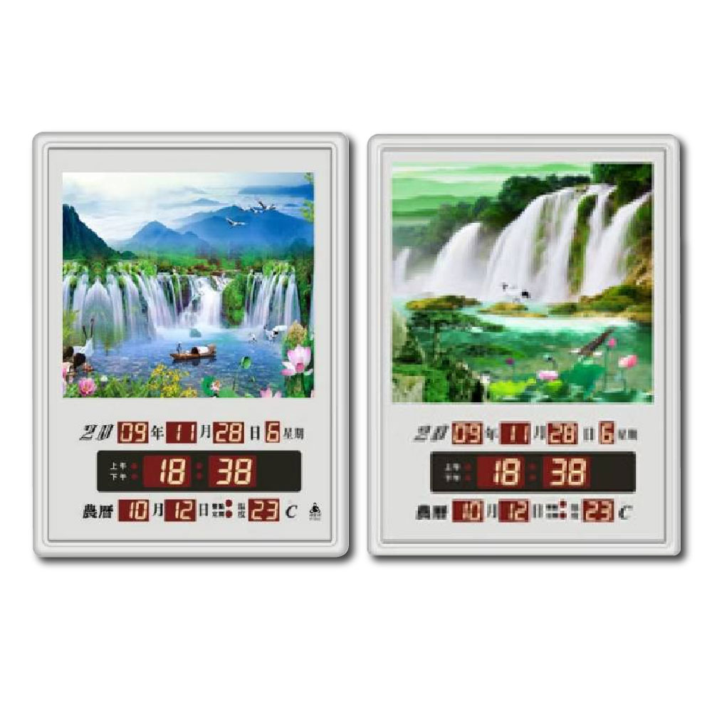 鋒寶牌 壁掛式 電子日曆 數位日曆 萬年曆 風景型 30X40X4cm / 台 FB-3040A, , large