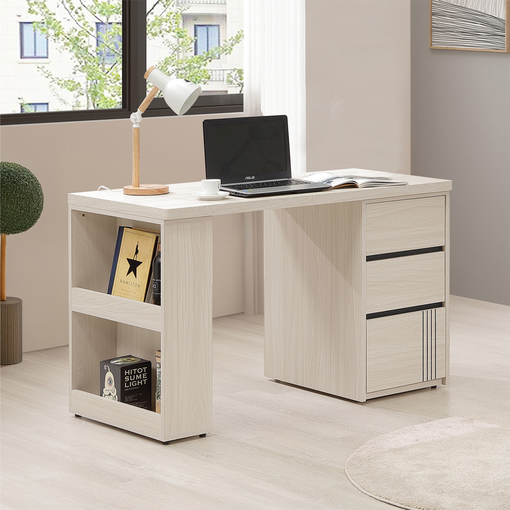 【Homelike】 喜家居4尺三抽書桌(2542), , large