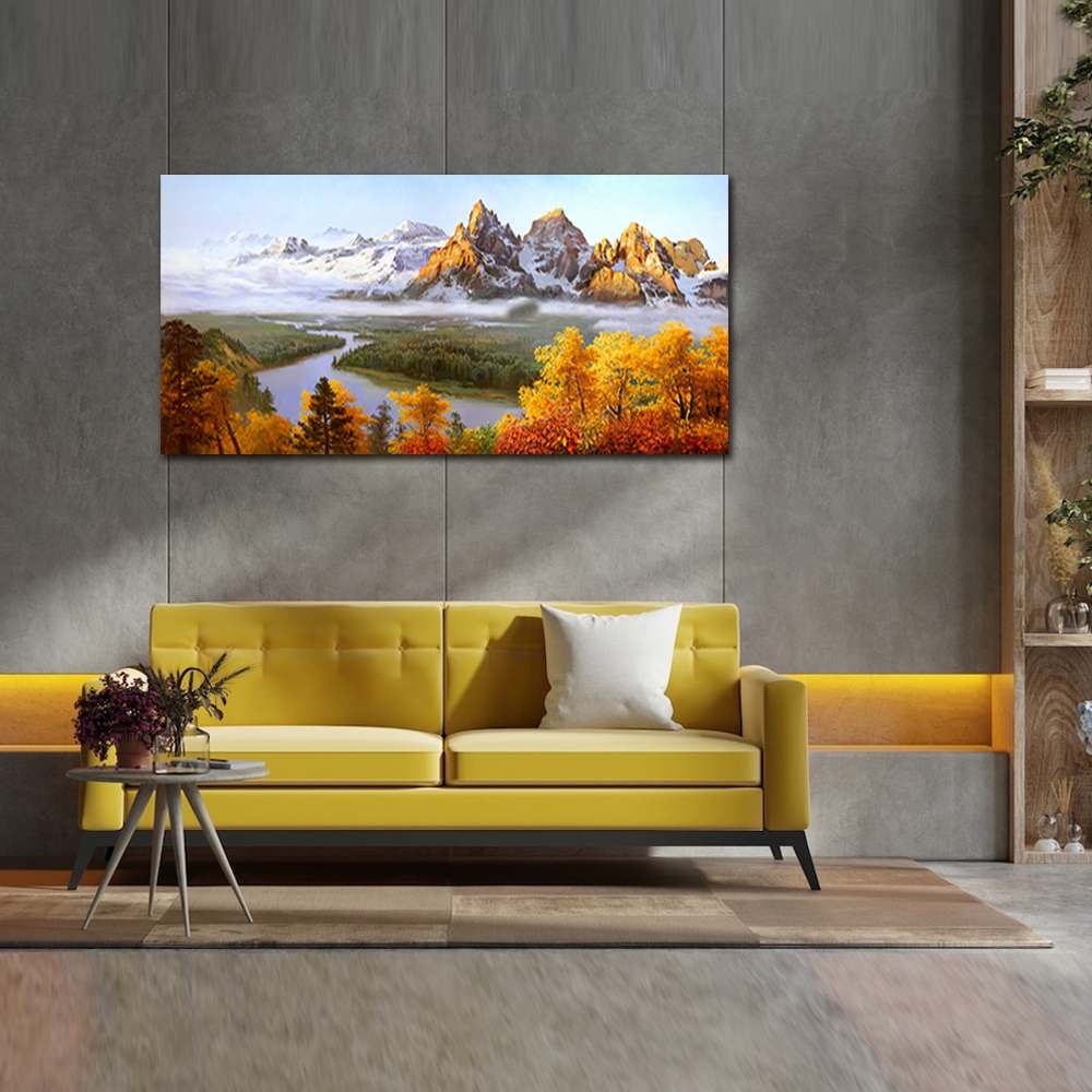 【御畫房】金山銀山 國家一級畫師手繪油畫60×120cm(VF-62), , large