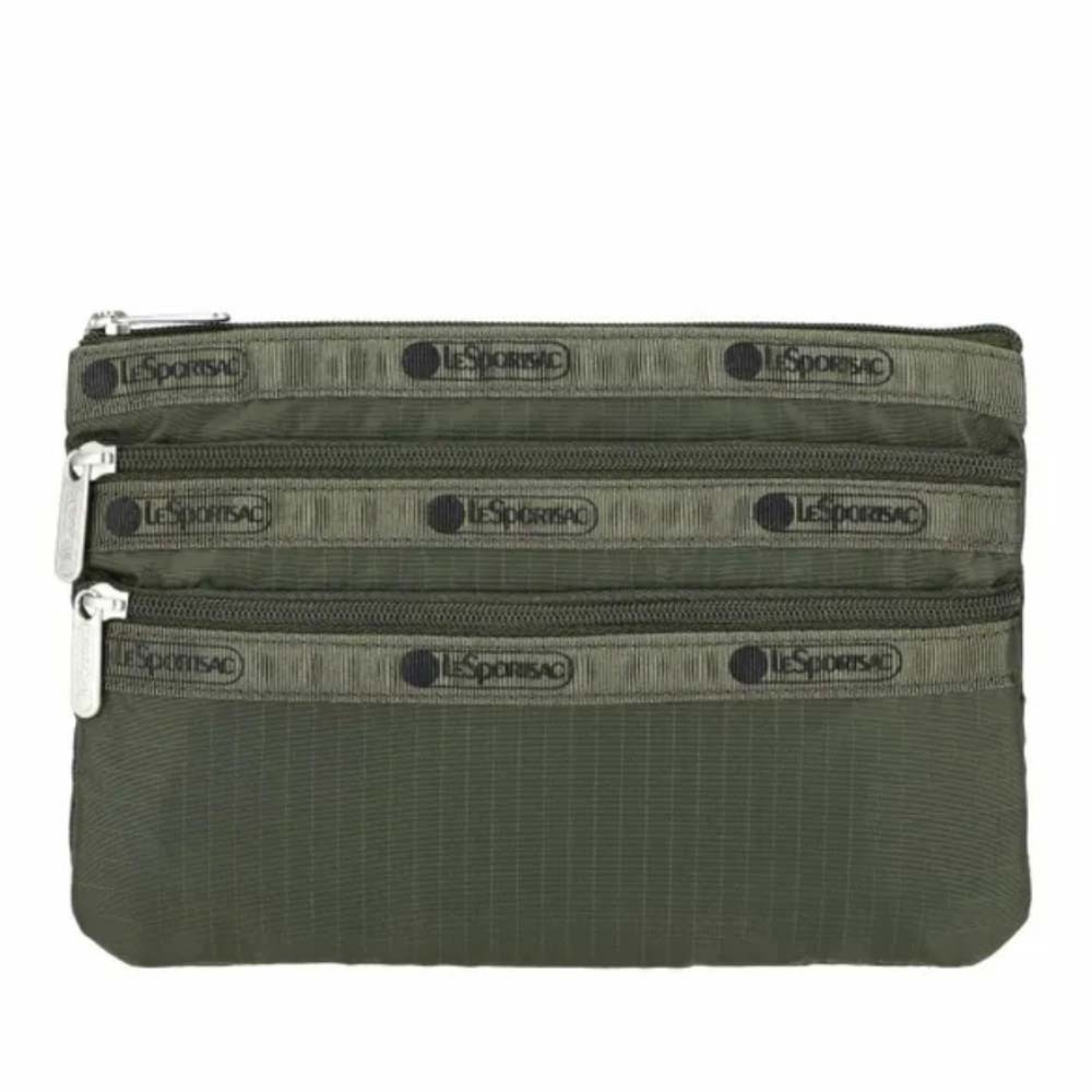 |快速出貨|Lesportsac 3-Zip Cosmetic 三層拉鍊收納化妝包/ 橄欖綠, , large