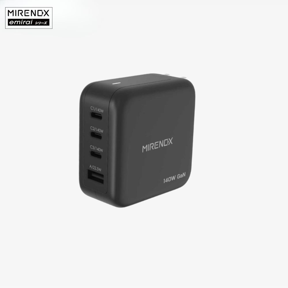 【MIRENEX】emirai Gallium Nitride (GaN) Multi-Port Power Supply | Industry-leading PD 140W | Black, , large