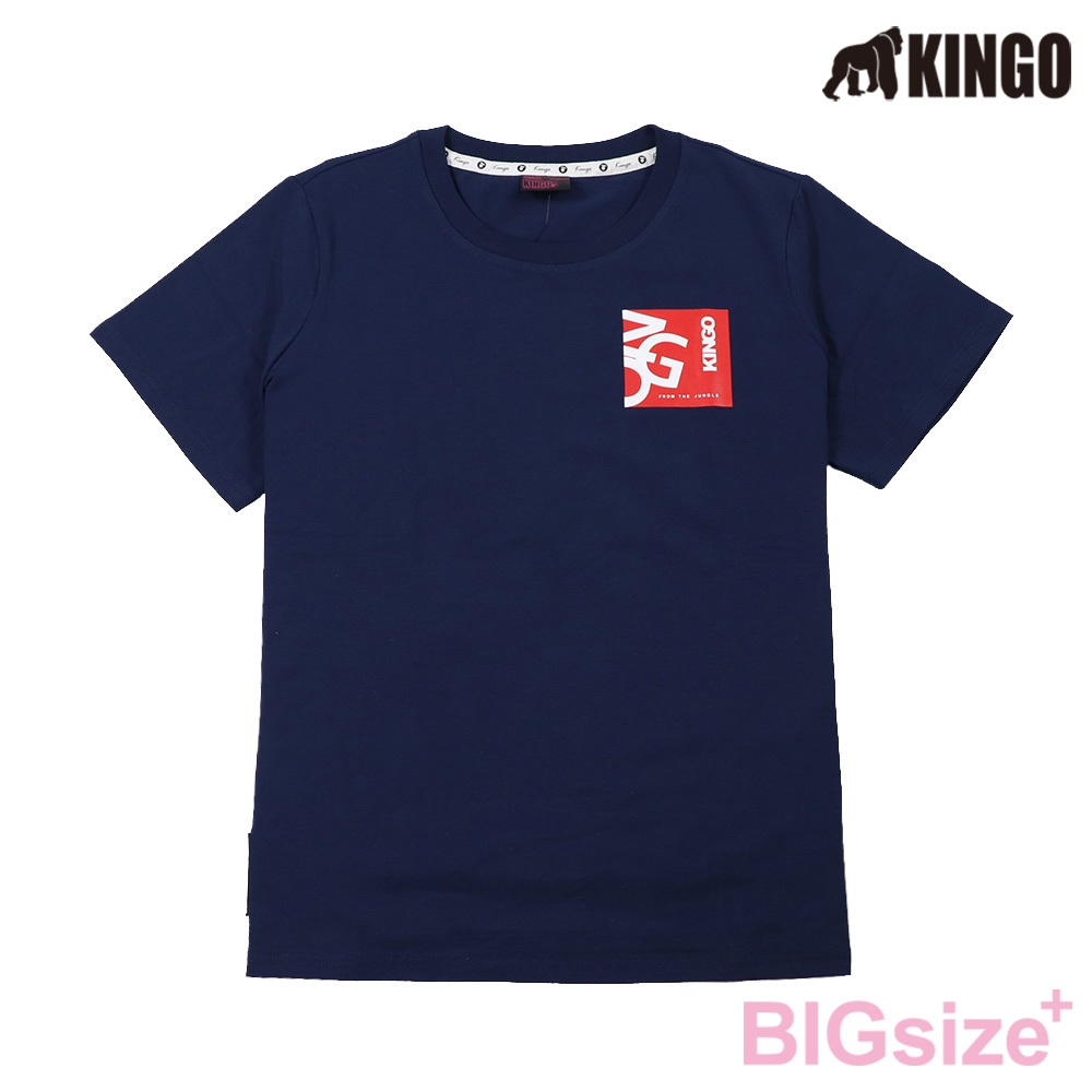 KINGO-大尺碼-女款 圓領T恤-丈青-414130, , large