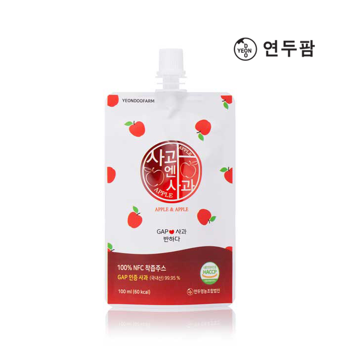 【韓國YEONDOOFARM妍杜農場】NFC 100% 好農蘋果汁禮盒組 (100ml × 20包), , large