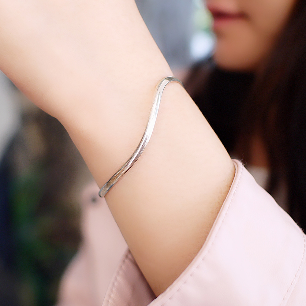 Romance Sterling Silver Bangle, , large
