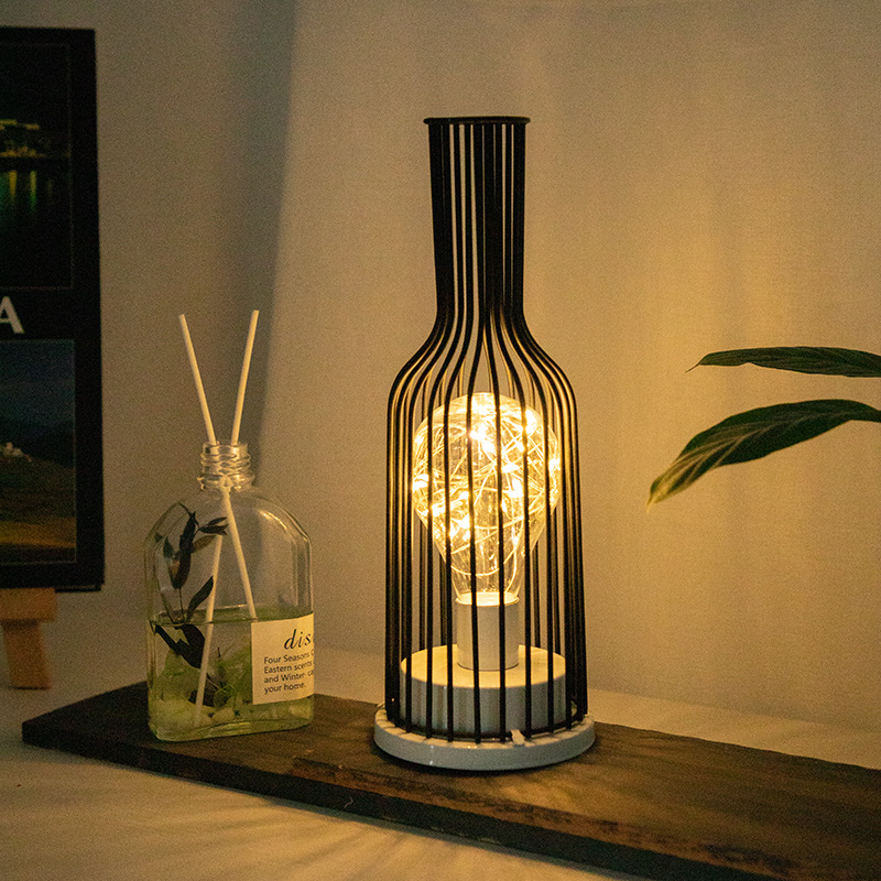 LED鐵藝檯燈【多款可選】 LOFT工業風 燈 夜燈 檯燈 桌燈 吧檯燈 裝飾 紅酒燈 酒杯燈 酒瓶燈, , large