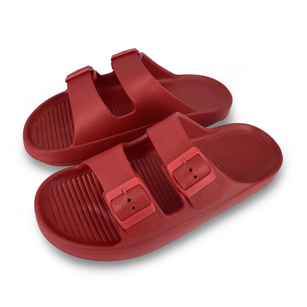 防水止滑拖鞋 男女款 勃肯拖鞋 休閒 逛街 居家 簡約 時尚 素色 EVA 扣環調整鬆緊 輕量 防滑 黑 白 紅 綠 藍, , large