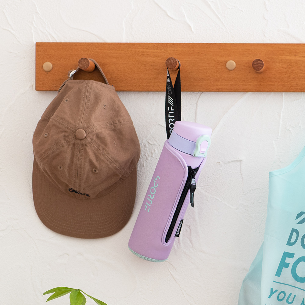 【日本孔雀Peacock】戶外運動 鎖扣式彈蓋 不鏽鋼 保冷保溫杯500ML(附拉鍊手提杯套)-任選色, , large