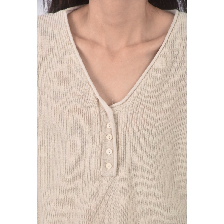 (XL) levely and thisway韓牌質感針織V領杏色長袖上衣二手衣, , large