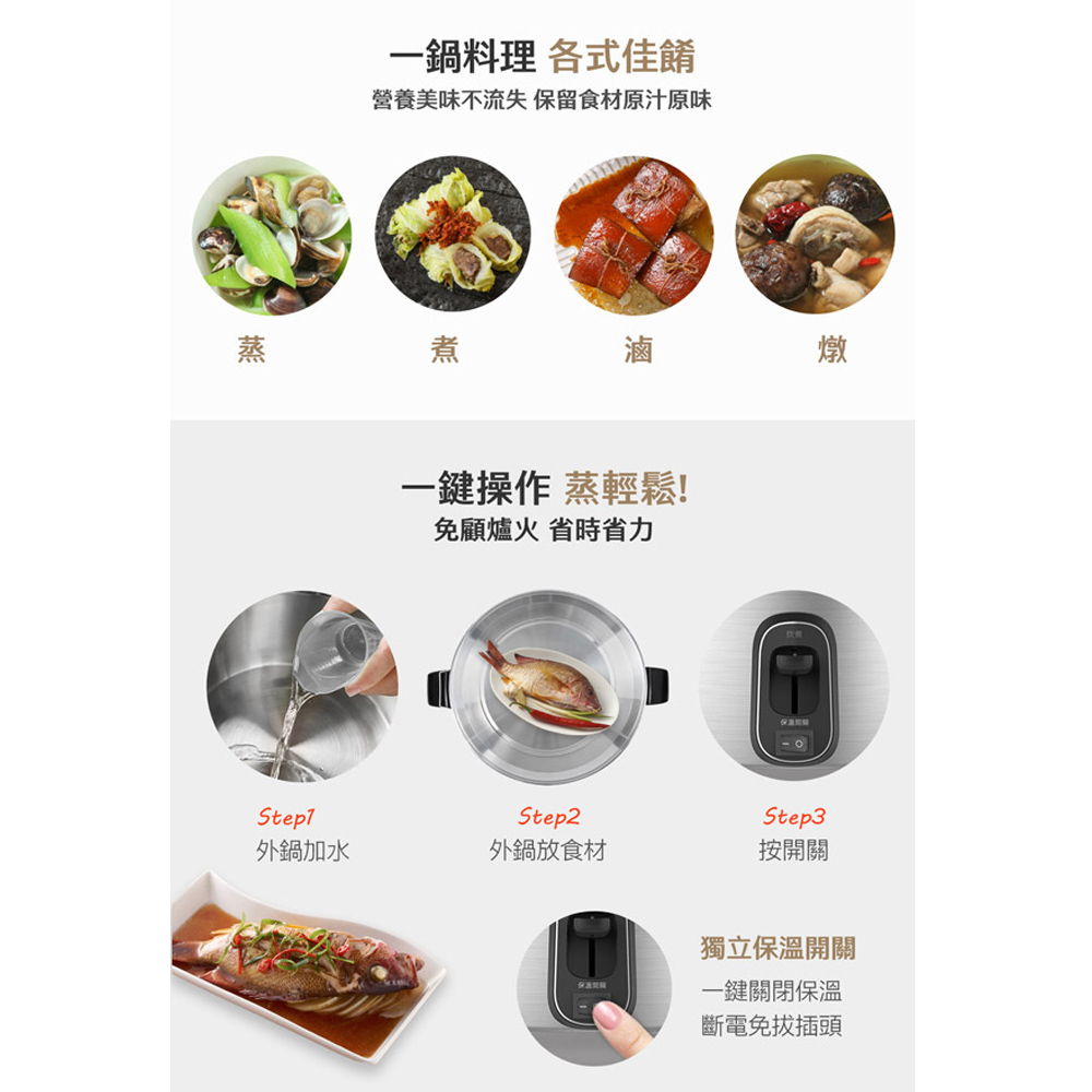 TATUNG Tatung 220V Multi-Voltage 6-Person Full Stainless Steel Electric Cooker TAC-06R-MMV2L, , large