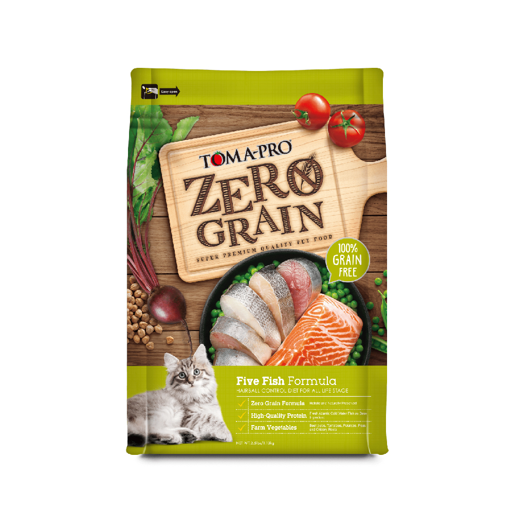TOMA-PRO 優格 零穀全貓 5種魚 2.5LB 全齡貓 無穀 貓飼料 鮭魚 5種魚 天然糧, , large