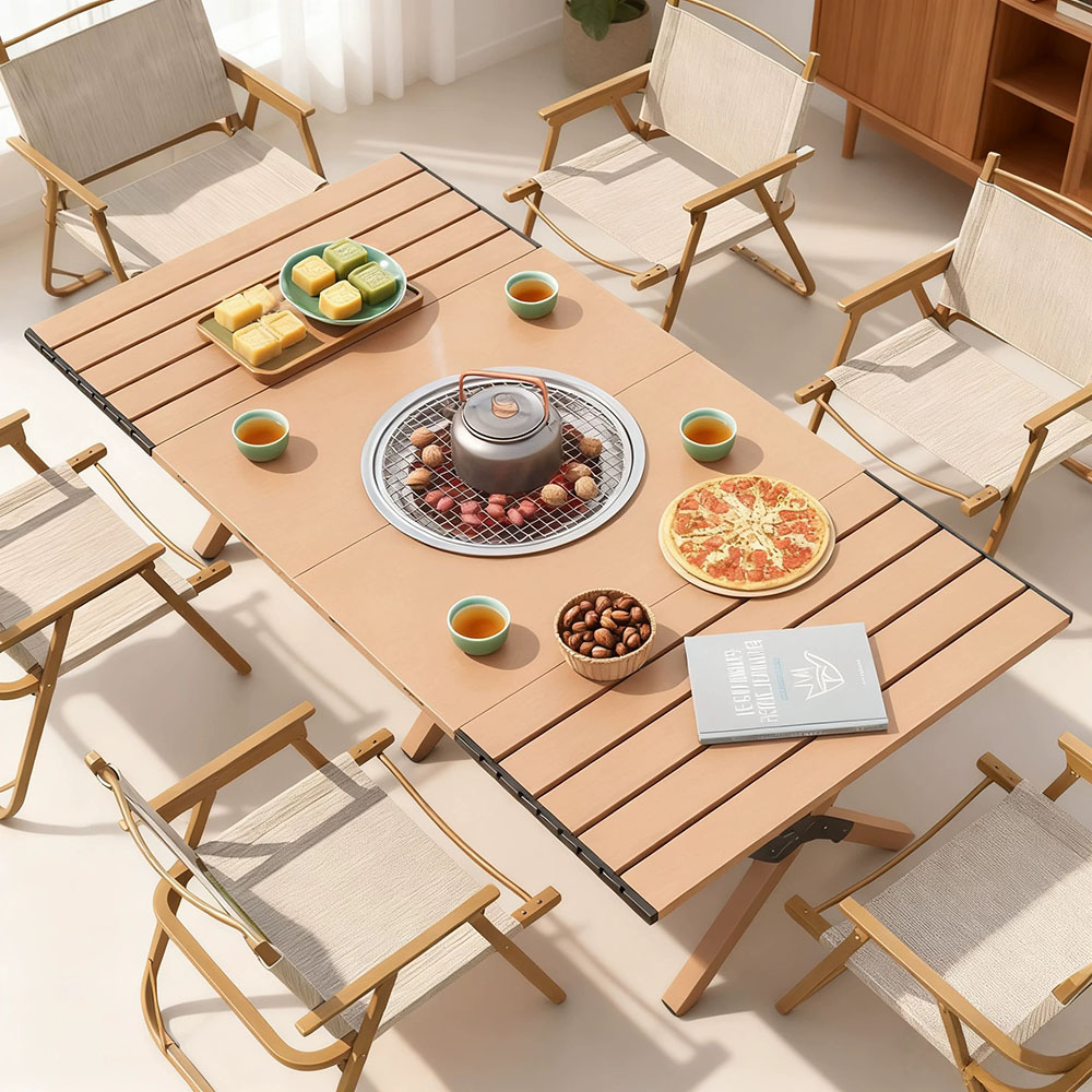 Multifunctional Outdoor Camping BBQ Omelet Table (Matte Black) (Outdoor Camping Folding Table, BBQ Camping Table, Lightweight Folding Camping Table), , large