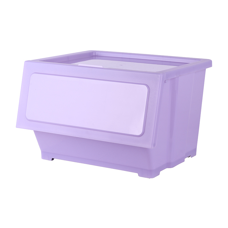 好室喵彩虹寶盒下掀式整理箱39L-透明紫