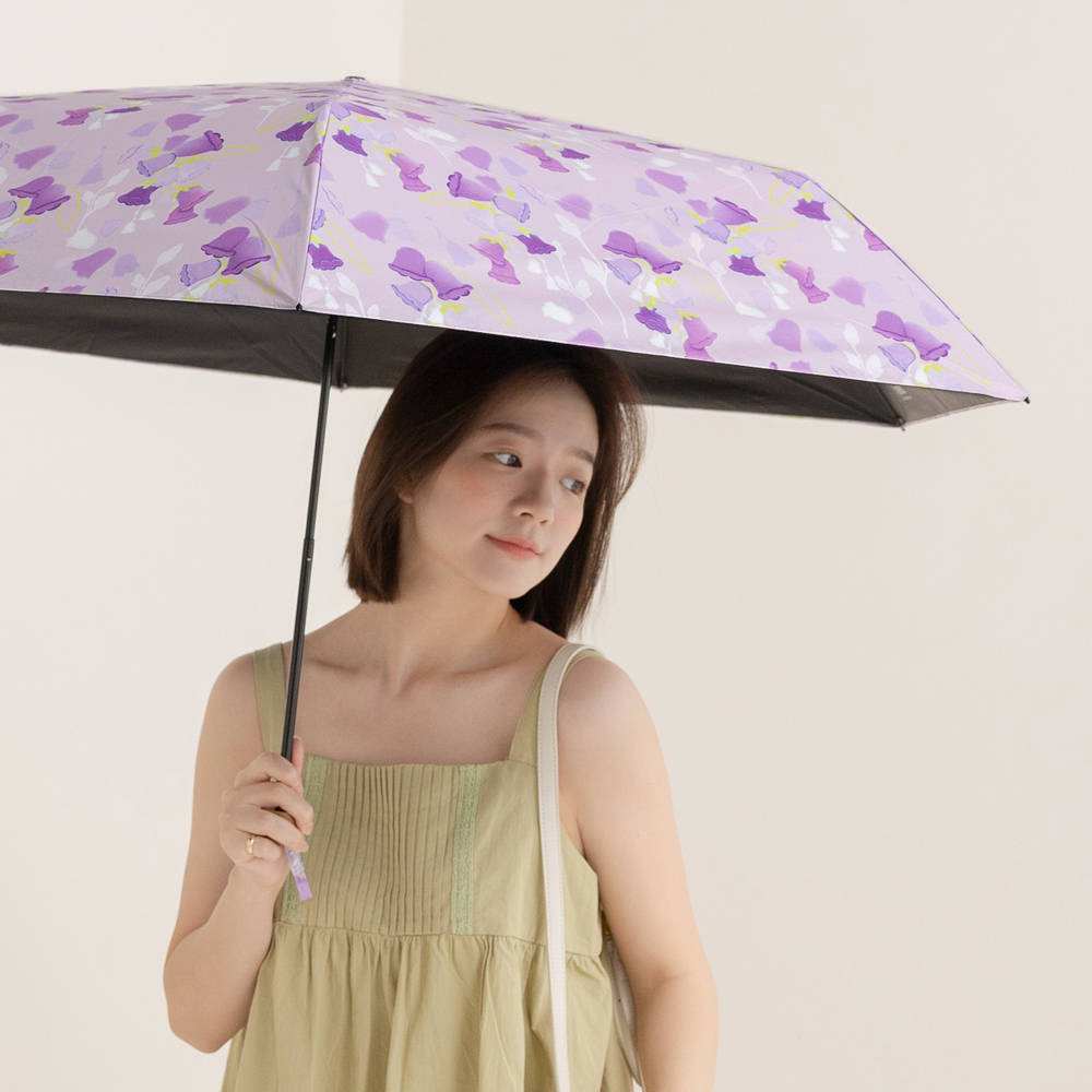 【rento】Carbon Fiber Lightweight UV Protection Umbrella with Black Coating – Bellflower, , large