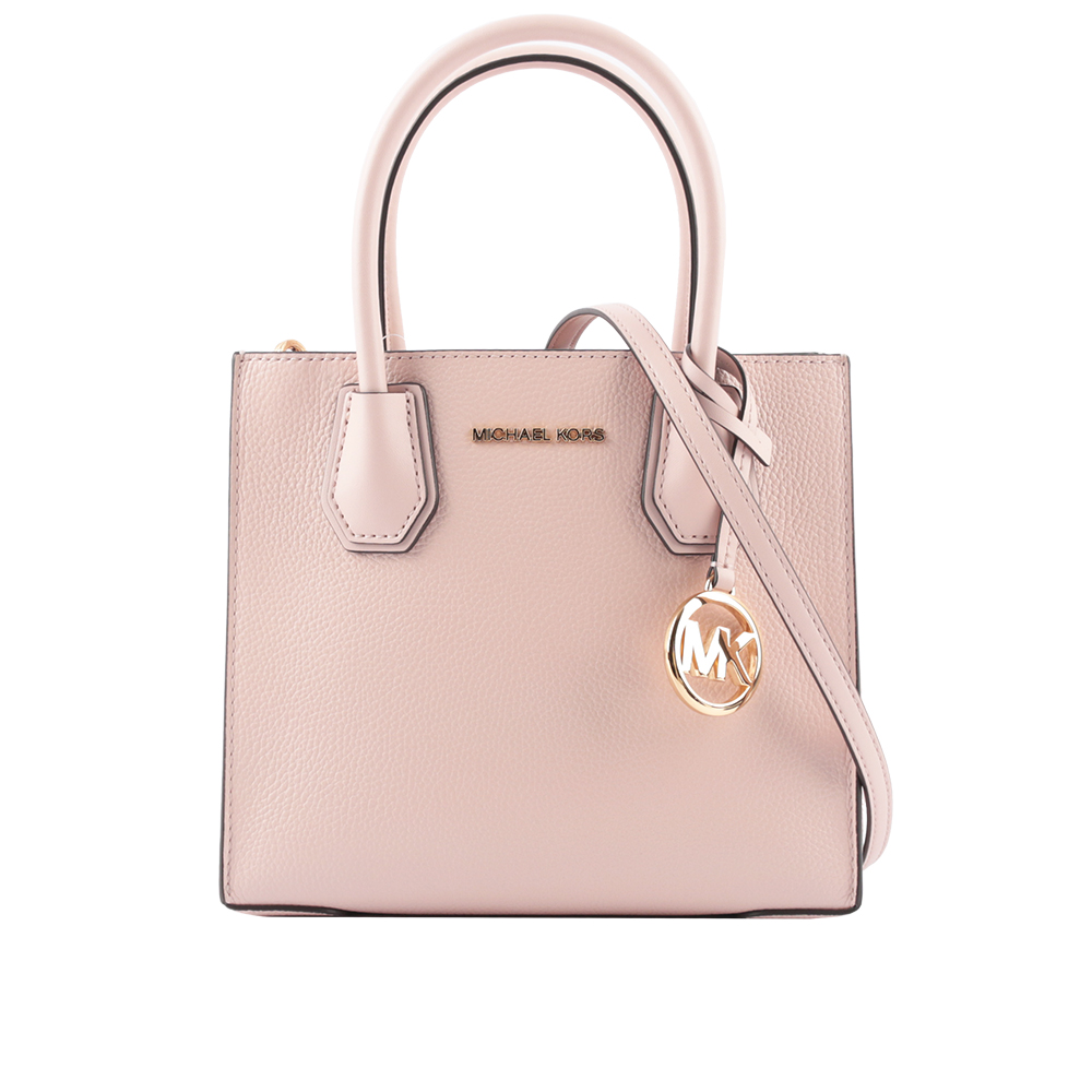 Michael Kors Mercer Logo吊飾荔枝皮革二用包/粉色
