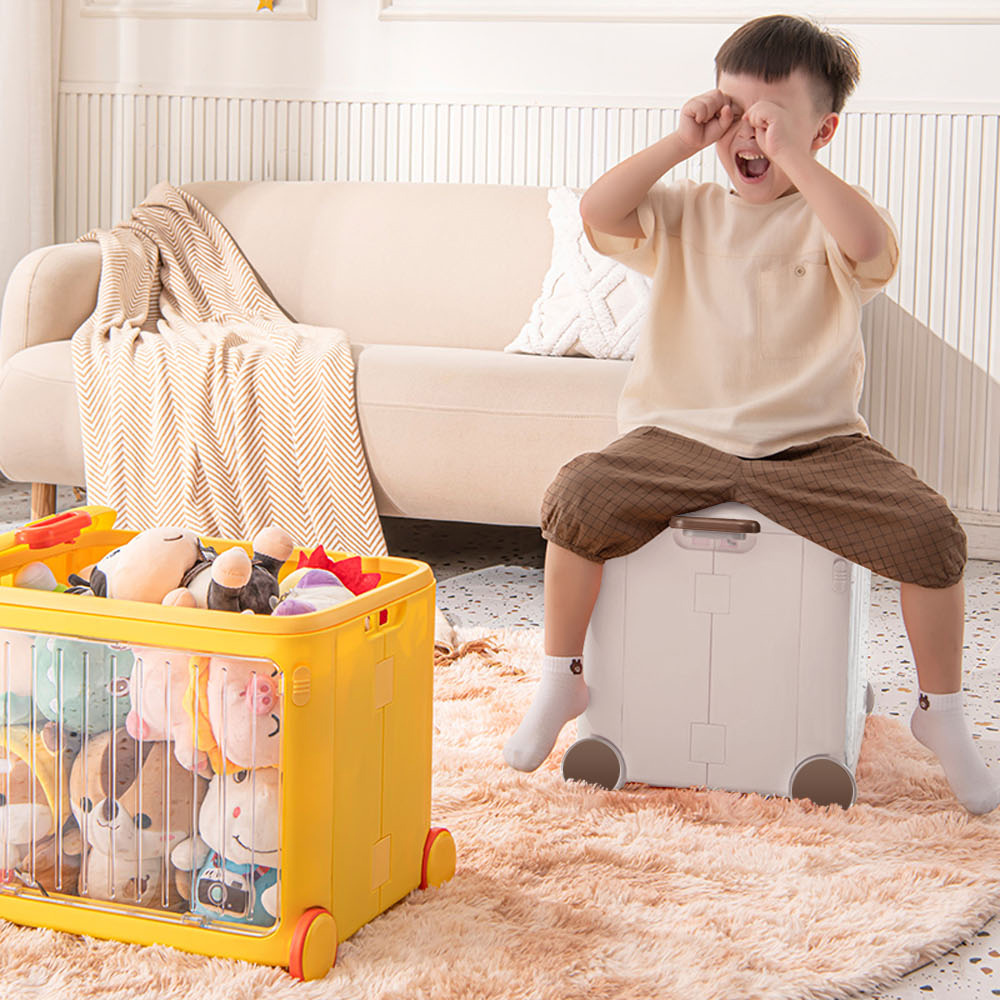 【AOTTO】繽紛玩具折疊推車收納箱-奶油白(AL-605W), , large