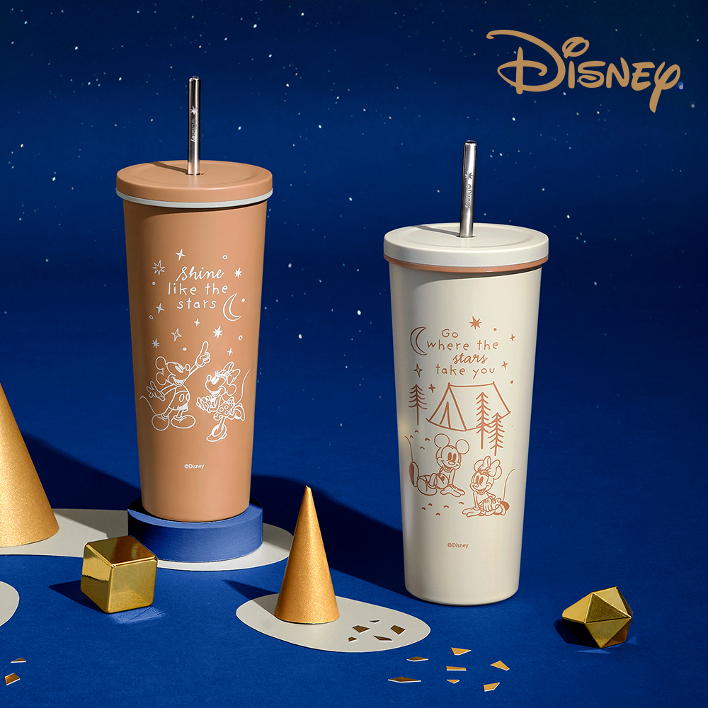Disney Mickey Mouse Starry Night 304 Stainless Steel Vacuum Insulated Straw Travel Mug 700ml - Khaki