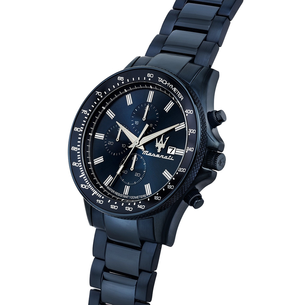 MASERATI 瑪莎拉蒂 Sfida 超跑綻藍三眼計時手錶-40mm R8873640023, , large