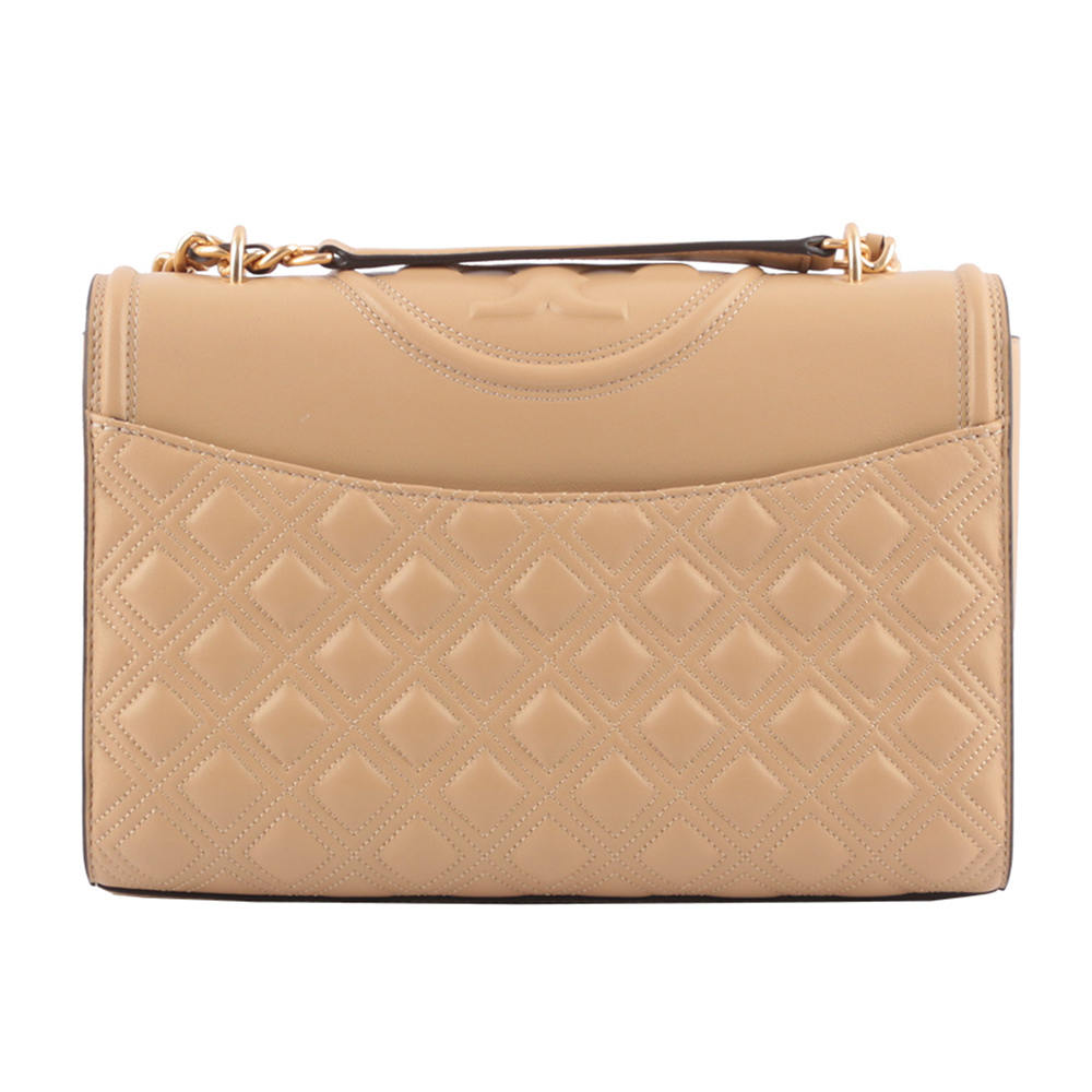 Tory Burch Fleming 縫線翻蓋流蘇二用包/沙色, , large