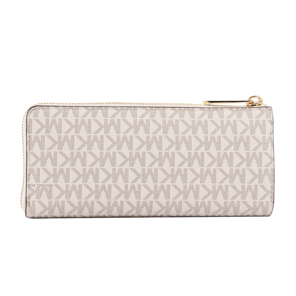 Michael Kors 金字 LOGO PVC L型拉鍊長夾(香草色), , large