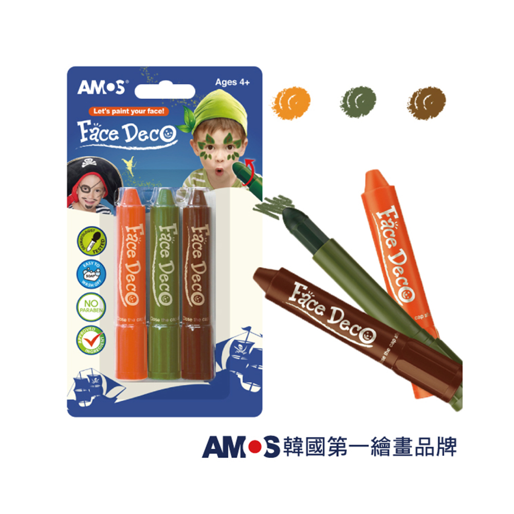 【 AMOS 阿摩斯】韓國原裝 人體彩繪棒 3色 /組 大地色 FD5B3B, , large