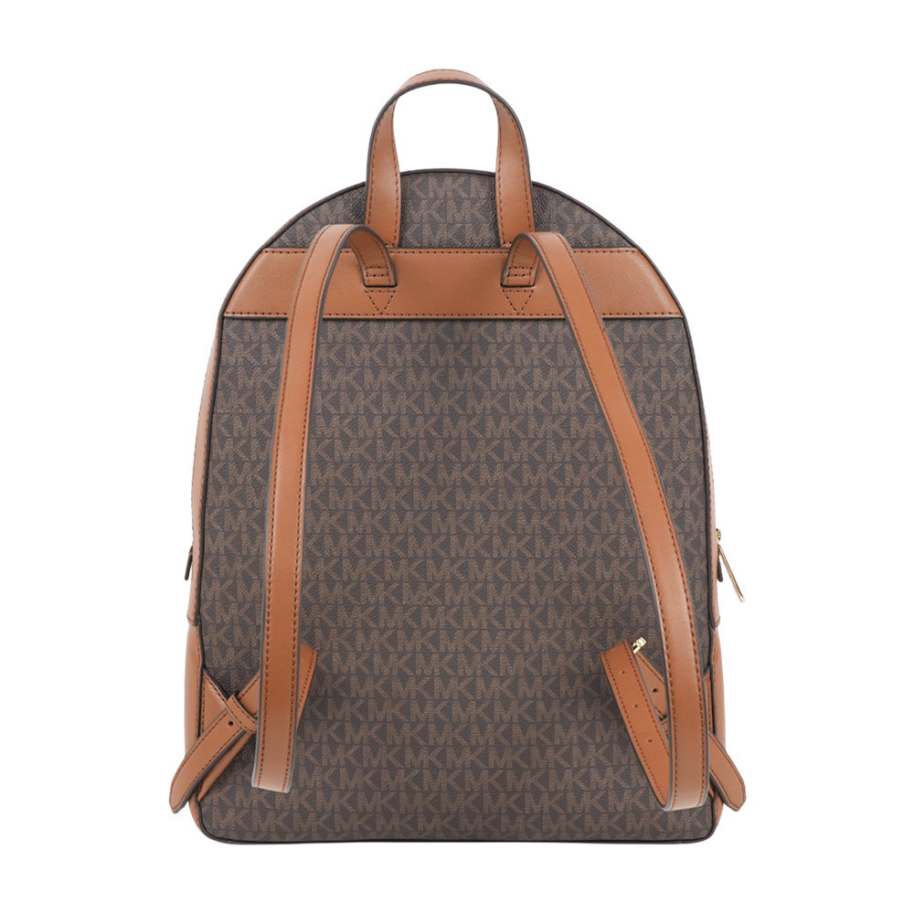 Michael Kors Jaycee 金字塗層帆布拉鍊口袋大款後背包(棕色), , large