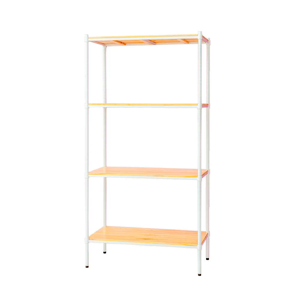 【Y HOUSE】90x45x180cm pine four-layer storage rack rack iron rack - painted white wood, , large