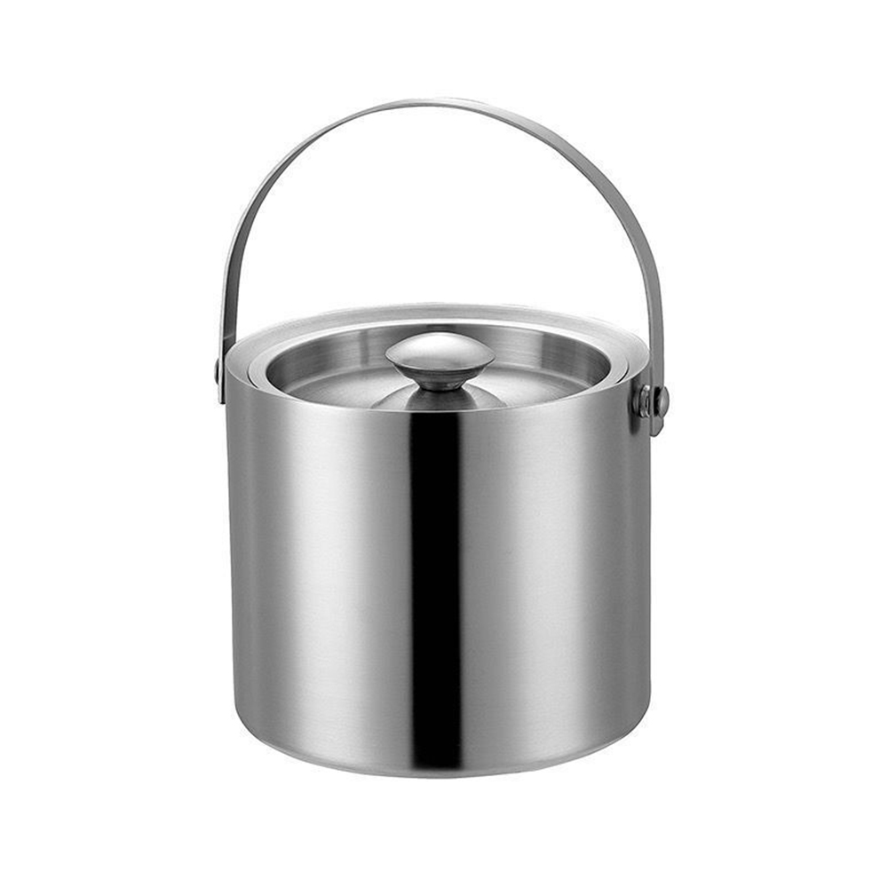 3L304 stainless steel double layer portable ice bucket with lid, , large