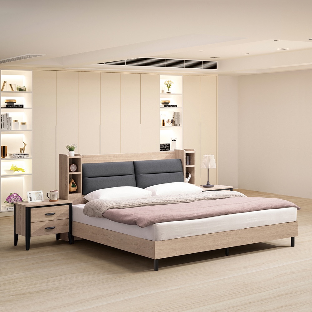 【唯熙傢俱】威尼斯橡木色5尺床箱雙人床台, , large