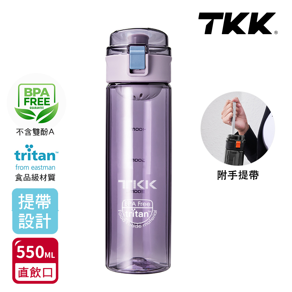 【TKK】美國進口Tritan辛格系列 手提式 運動水壺550ML(直飲口設計)-鑽石黑, , large