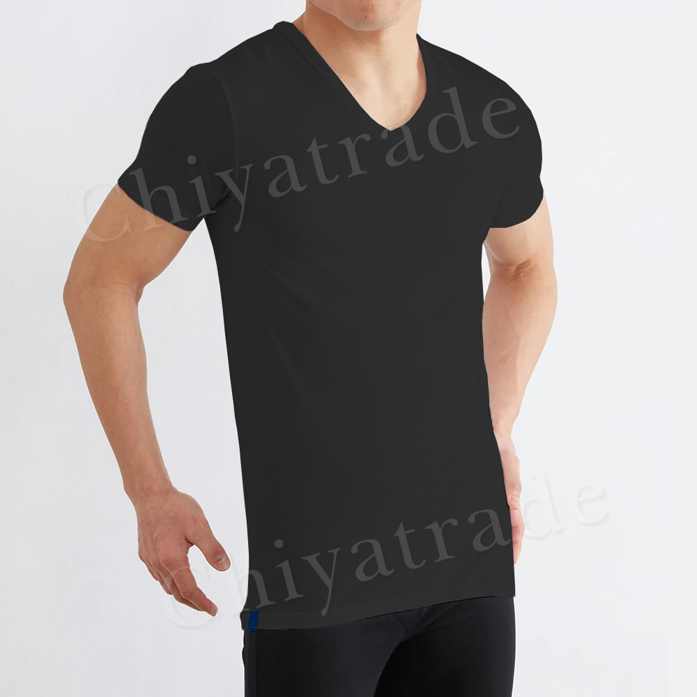 【日本郡是Gunze】日本製 COOLMAGIC 男士機能涼感 V領 短袖 內衣 T-shirt-黑色-M, , large