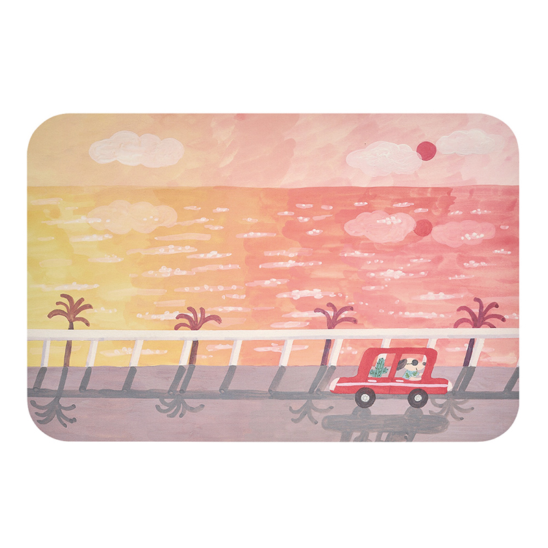 【怪獸】新銳設計師 10秒頂吸 軟式珪藻土吸水地墊 阿文 (60x40cm) -海岸線的兜風, , large