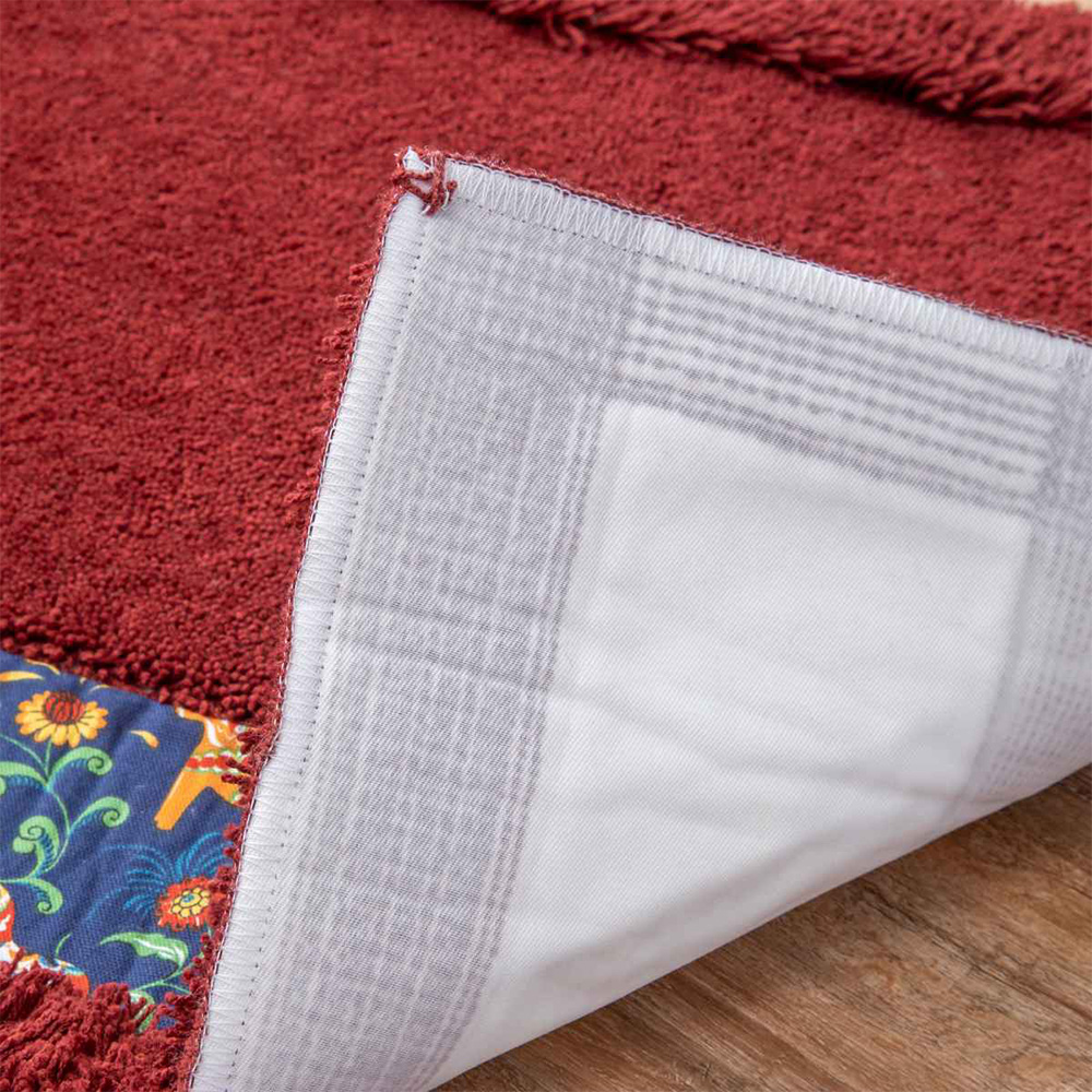 【HASHIZUME】Japan-Made Antibacterial & Deodorant Kitchen Mat 50×210cm – Wine Red (Nordic-Style Lucky Horse / Non-Slip Design / Machine-Washable), , large