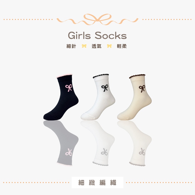 【D&G】花邊蝴蝶結童襪17-21cm-D601 短襪, , large