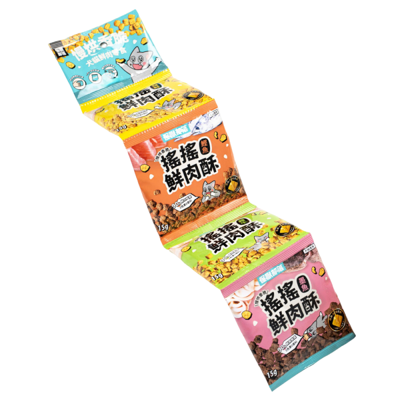 怪獸部落 LitoMon 犬貓點心 慢烘 搖搖鮮肉酥 四連串包 15*4包/串 犬貓零食 台灣製, , large