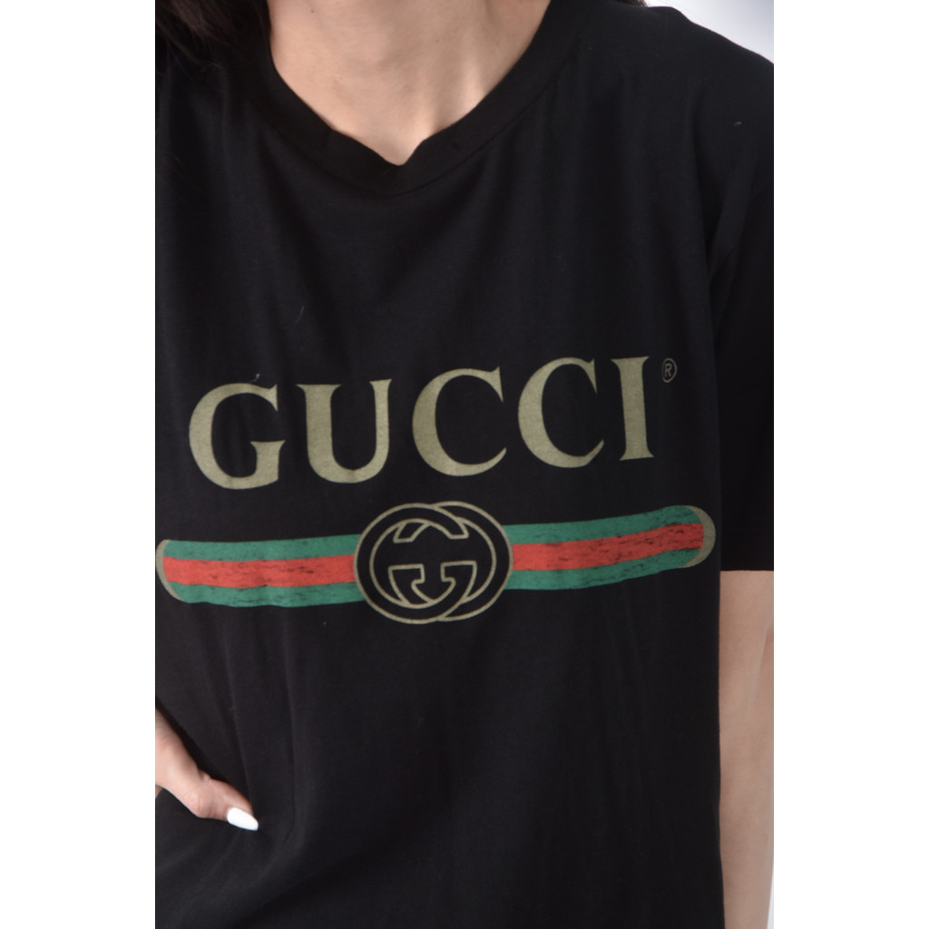 (M) gucci棉質純棉黑色短袖上衣二手衣, , large