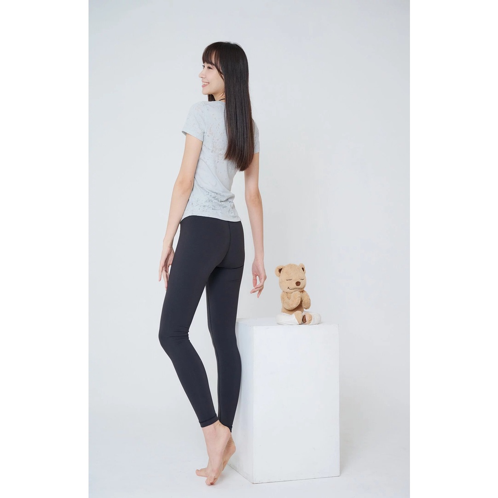 YOGA FLOW Burn Out T shirt - 極簡圓領燒花罩衫 - 銀河灰 Misty Grey, , large