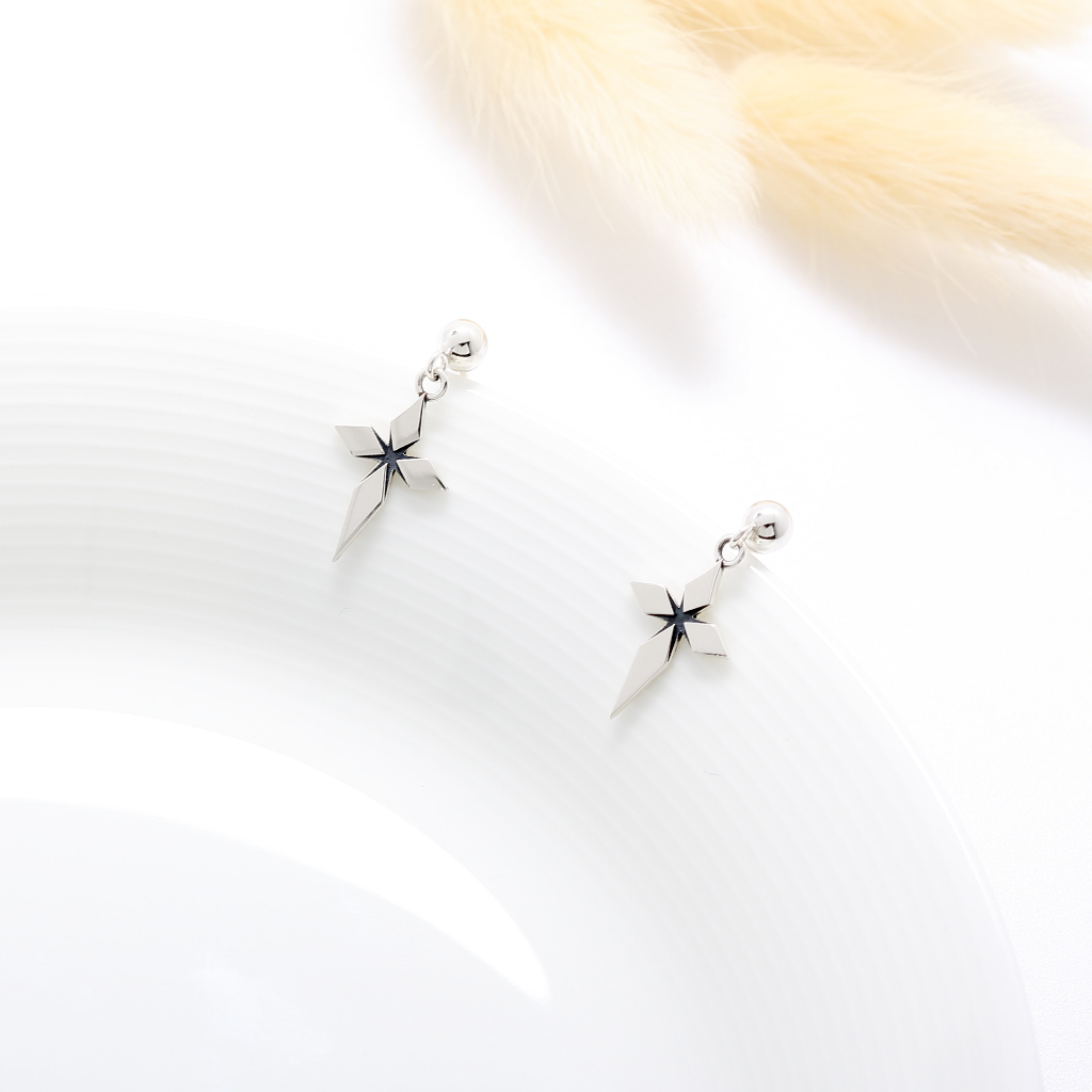 【Angel & Me】Star of Bethlehem Cross 925 sterling silver earrings, , large