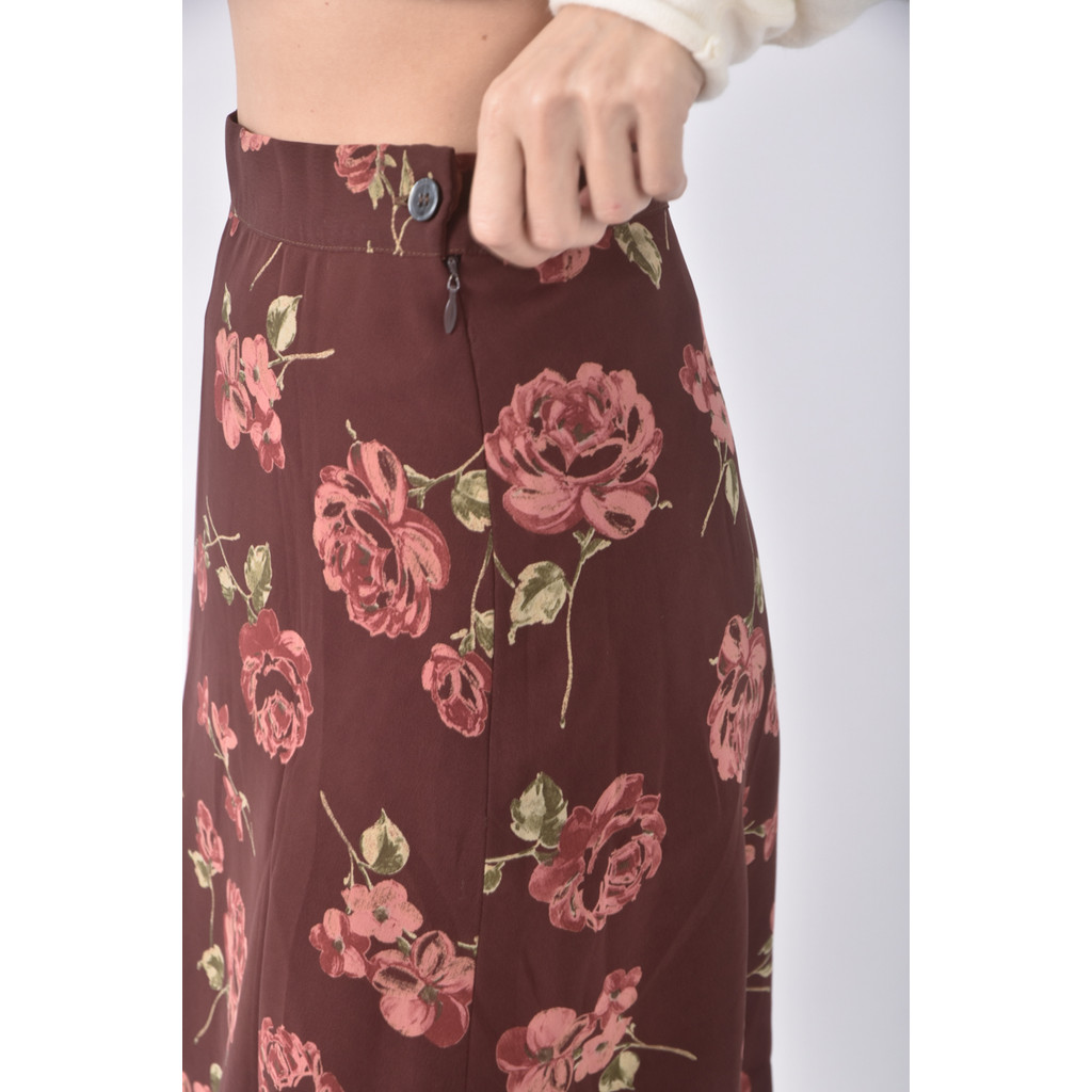 (S) 花紋棕色短裙二手衣, , large